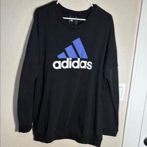 Adidas Black Women’s Crewneck with Blue and White Logo XL
